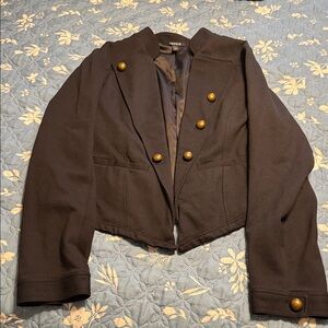 torrid Black Cropped Military-Style Blazer with Brass Buttons